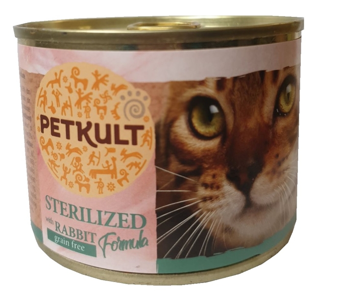 PETKULT cat konzerva STERILISED králík 185g
