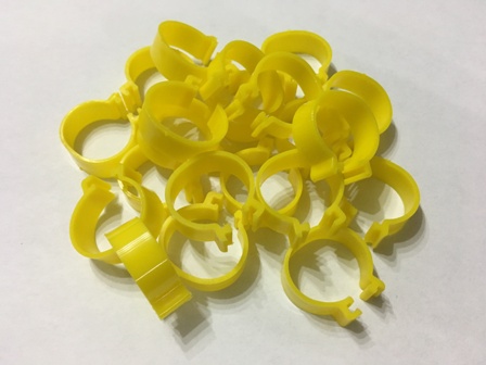 Označovací kroužky pro drůbež zámkové,25 mm, barva žlutá