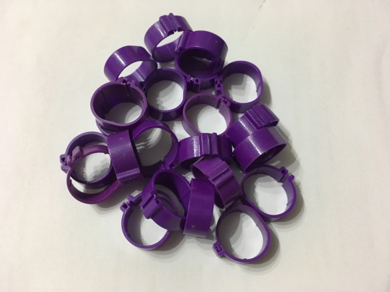 Označovací kroužky pro drůbež zámkové, velikost 16 mm, Barva Fialová