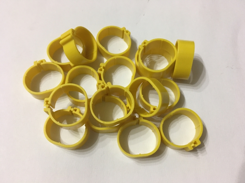 Označovací kroužky pro drůbež zámkové, velikost 16 mm, Barva Žlutá