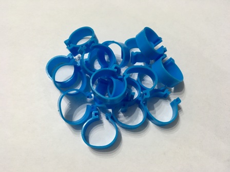 Označovací kroužky pro drůbež zámkové, 20mm, Barva Modrá